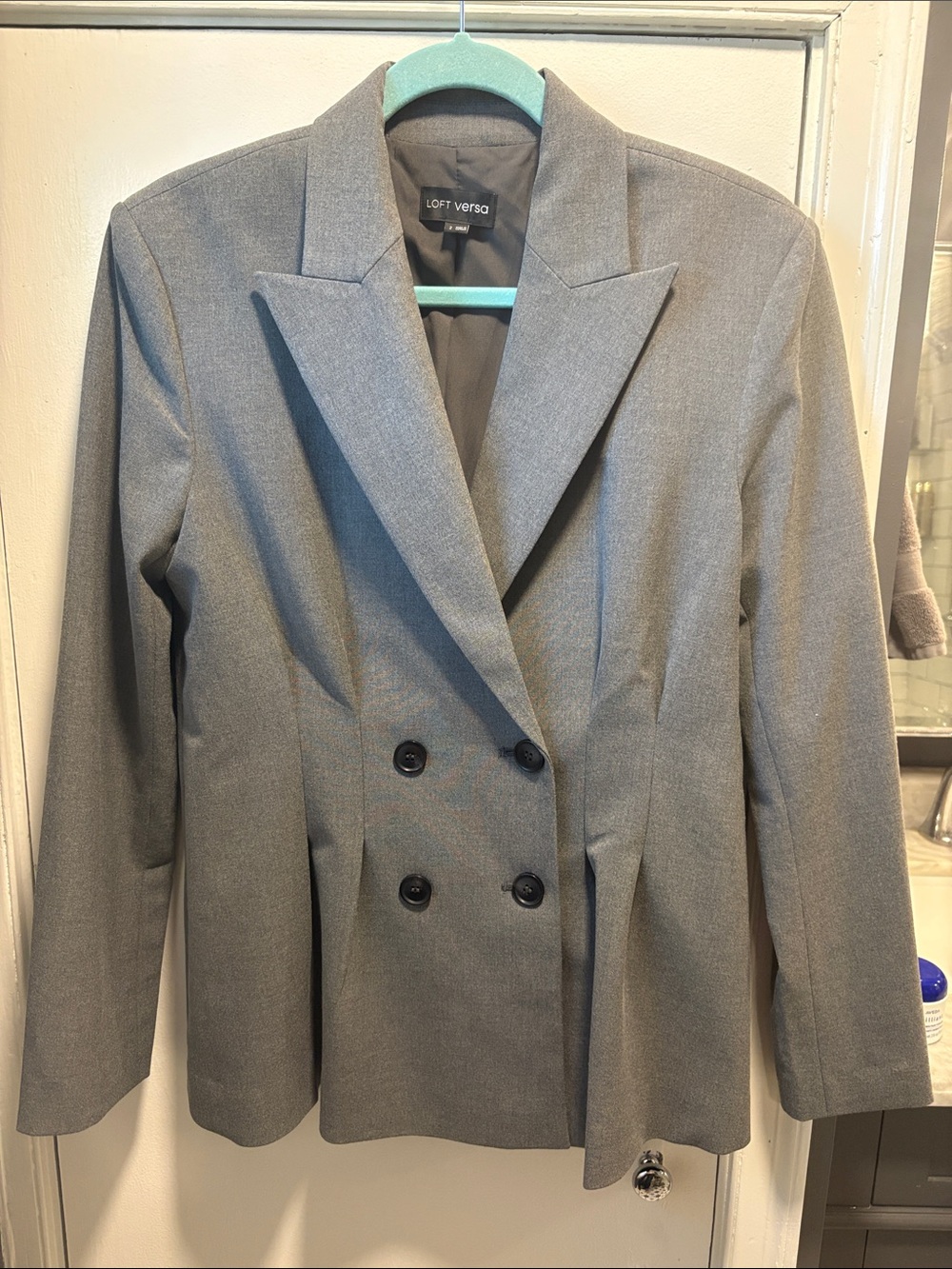 NWOT - Loft Versa Gray Double-Breasted Blazer